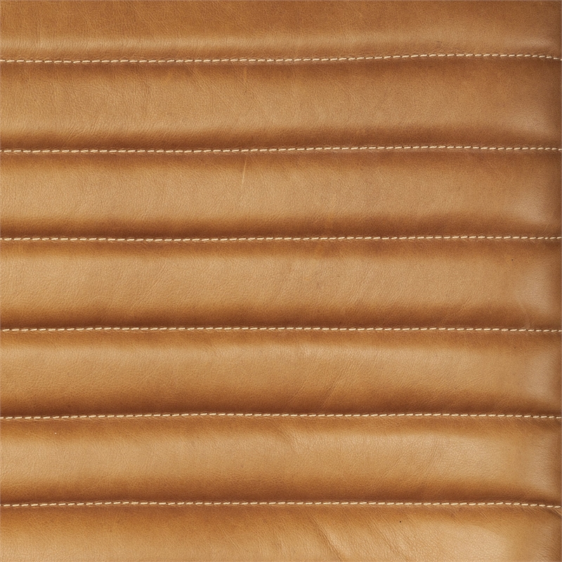 Maklaine Contemporary Tan Leather Wrap Brown Metal Frame Accent Chair