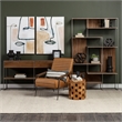 Maklaine Contemporary Tan Leather Wrap Brown Metal Frame Accent Chair