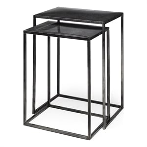 Maklaine (Set of 2) 17.7L x 12.6W x 24.4H Galvanized Gray Metal Accent Tables