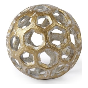 Maklaine Modern Small 3L X 3W Gold Metal Hollow Decorative Orb