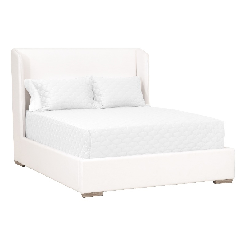 Maklaine Modern Transitional Wood Cal King Bed in White Finish