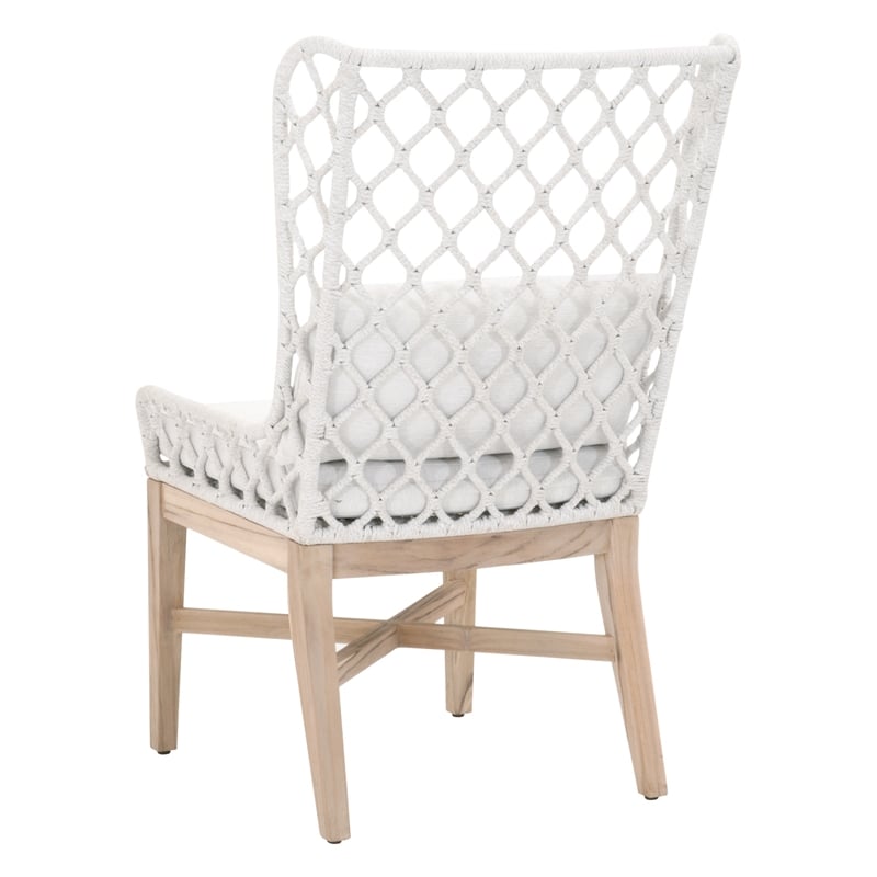 Maklaine Transitional Fabric Outdoor Wing Chair in Off White