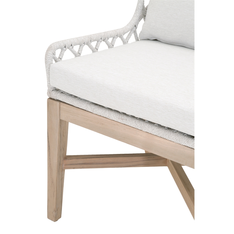 Maklaine Transitional Fabric Outdoor Wing Chair in Off White