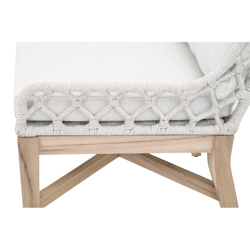 Maklaine Transitional Fabric Outdoor Wing Chair in Off White