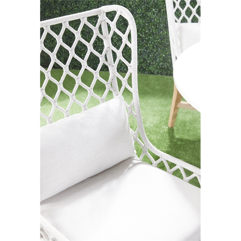 Maklaine Transitional Fabric Outdoor Wing Chair in Off White