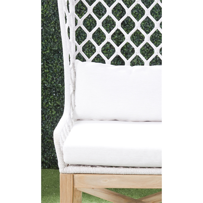 Maklaine Transitional Fabric Outdoor Wing Chair in Off White