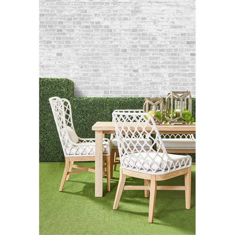 Maklaine Transitional Fabric Outdoor Wing Chair in Off White