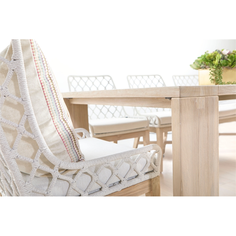Maklaine Transitional Fabric Outdoor Wing Chair in Off White