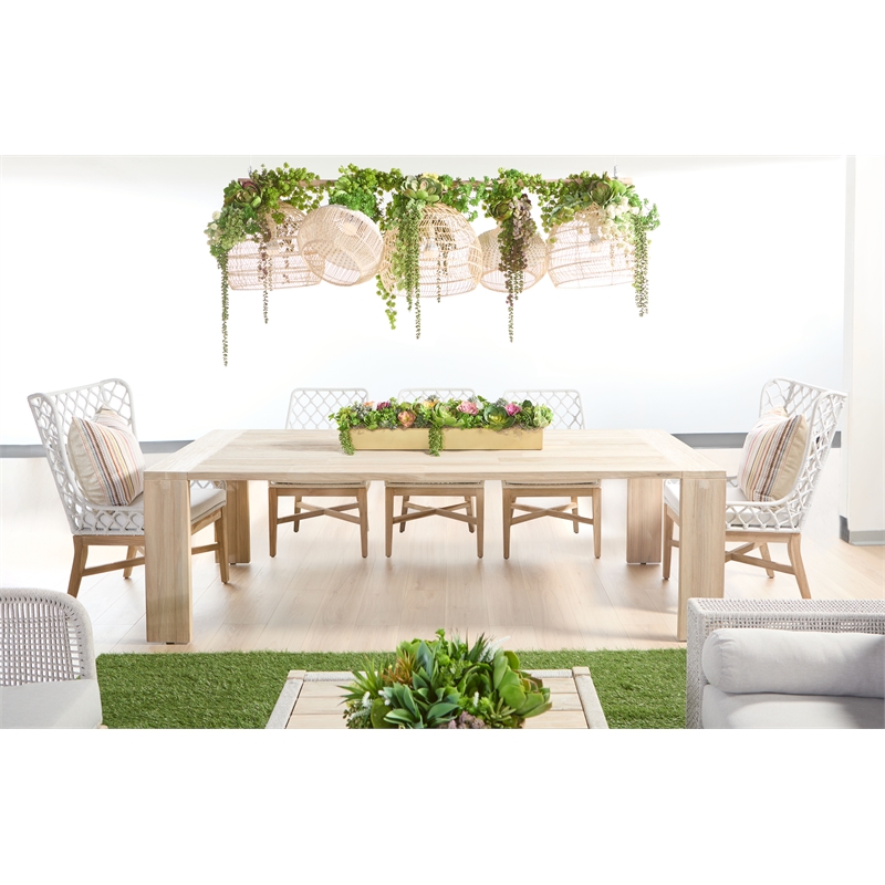 Maklaine Transitional Fabric Outdoor Wing Chair in Off White