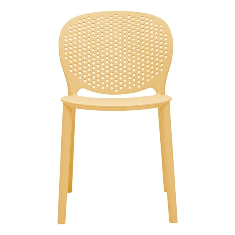 Maklaine Mid-Century Plastic Kids Side Chair Yellow Set of 4