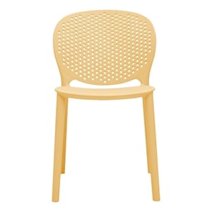 Maklaine Mid-Century Plastic Kids Side Chair Yellow Set of 4