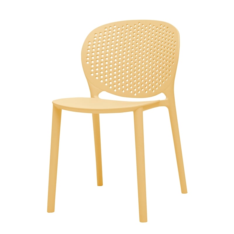 Maklaine Mid-Century Plastic Kids Side Chair Yellow Set of 4