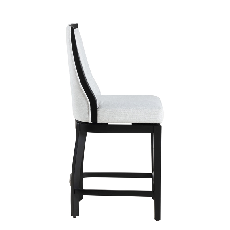 Maklaine Wood Modern Traditional 24in Swivel Barstool in Black