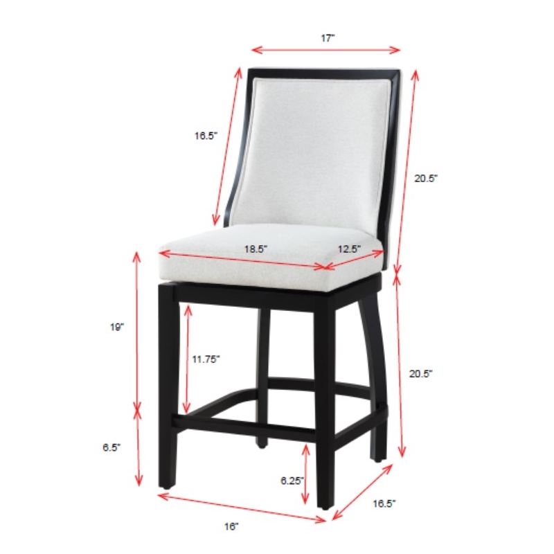 Maklaine Wood Modern Traditional 24in Swivel Barstool in Black