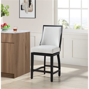 Maklaine Wood Modern Traditional 24in Swivel Barstool in Black