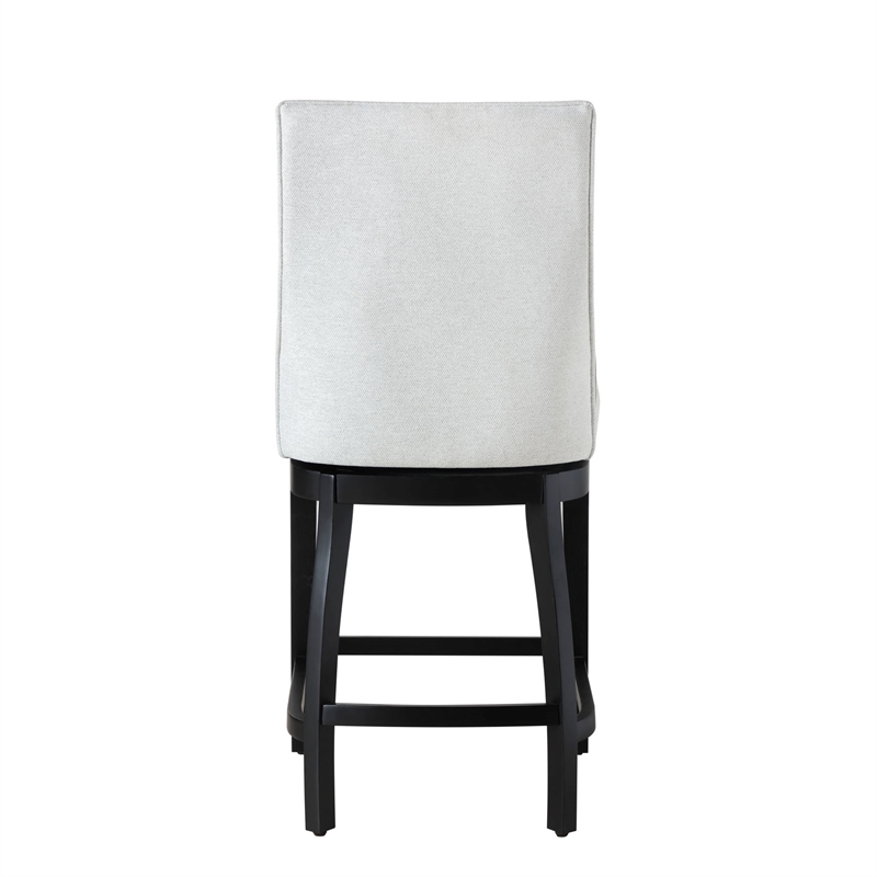 Maklaine Wood Modern Traditional 24in Swivel Barstool in Black