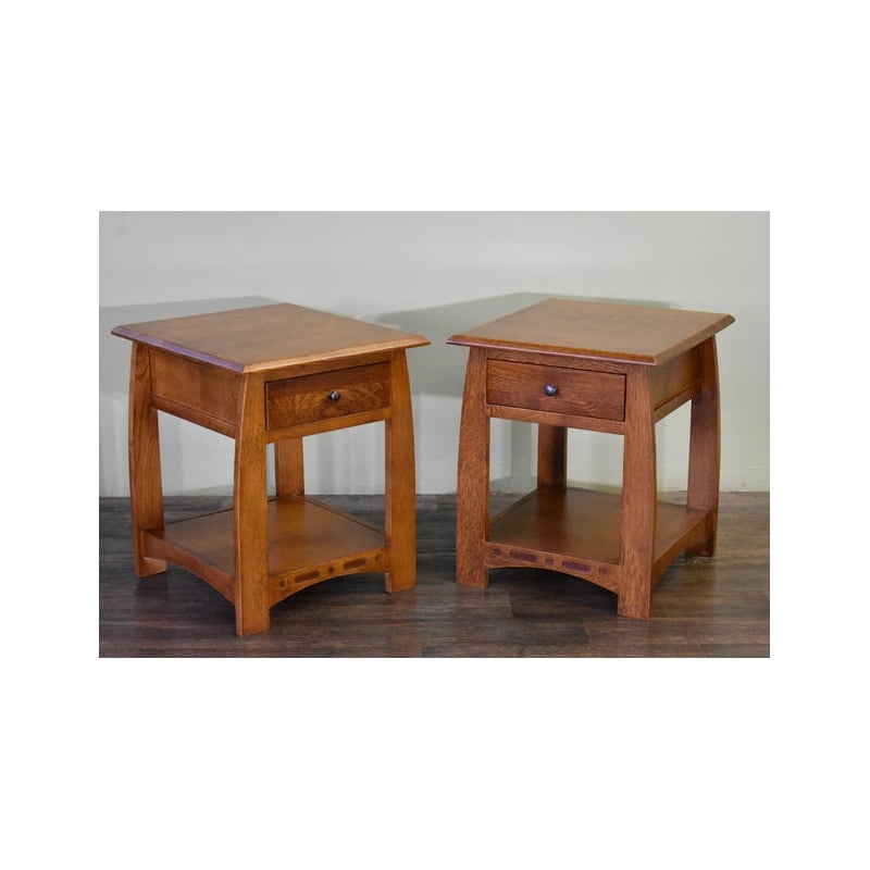 Maklaine Mission Quarter Sawn White Oak 1 Drawer Inlay End Table