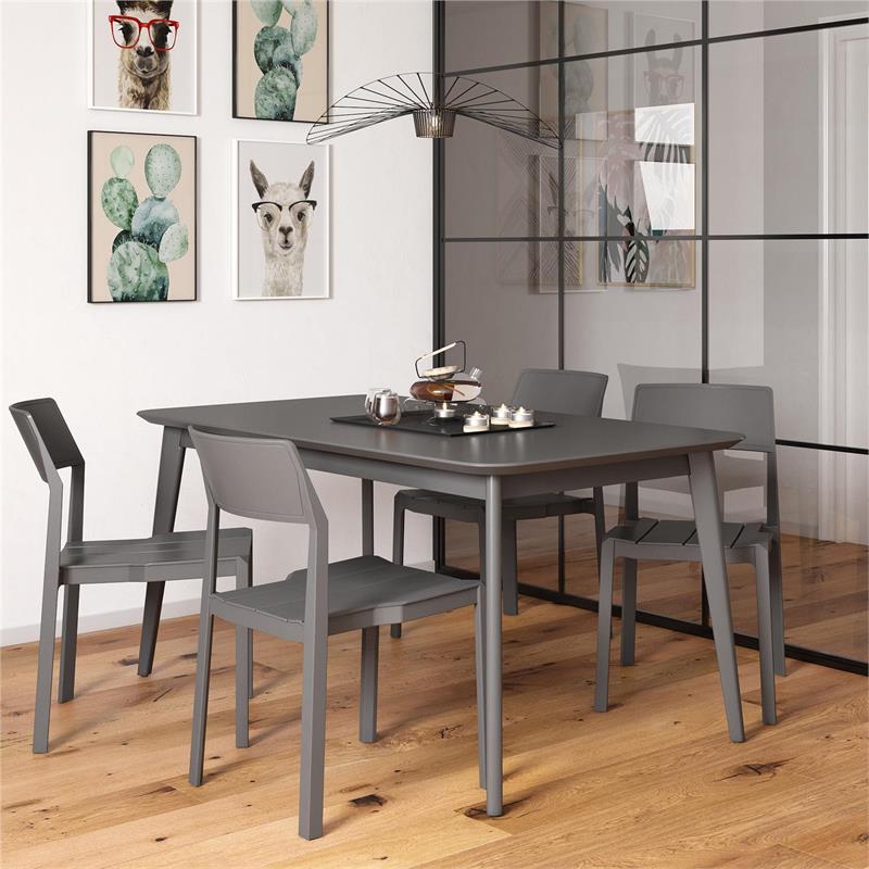 Maklaine Contemporary Dining Chairs Indoor/Outdoor 4-Pack in Charcoal