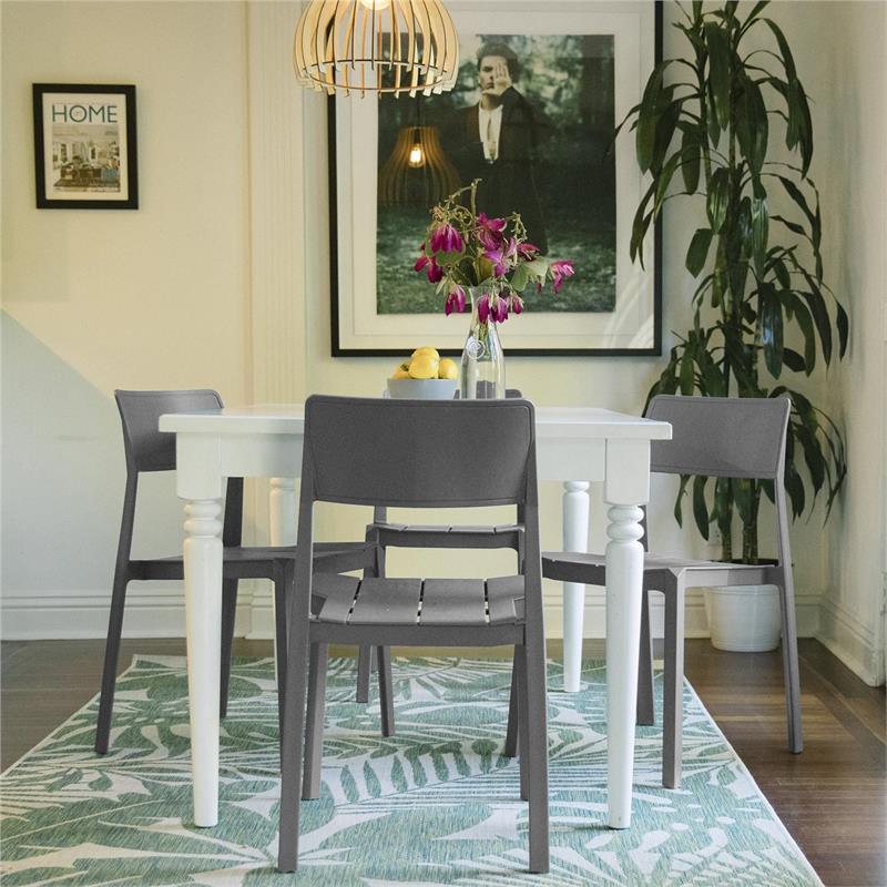 Maklaine Contemporary Dining Chairs Indoor/Outdoor 4-Pack in Charcoal