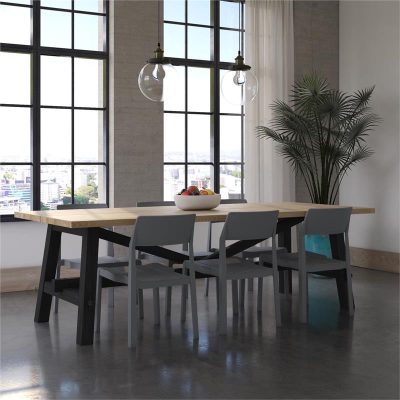 Maklaine Contemporary Dining Chairs Indoor/Outdoor 4-Pack in Charcoal