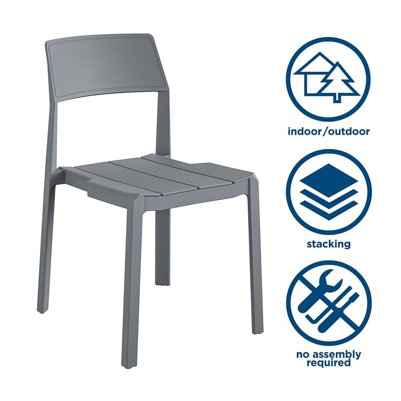 Maklaine Contemporary Dining Chairs Indoor/Outdoor 4-Pack in Charcoal