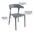 Maklaine Contemporary Stacking Dining Chairs in Charcoal (4-Pack)