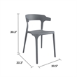 Maklaine Contemporary Stacking Dining Chairs in Charcoal (4-Pack)