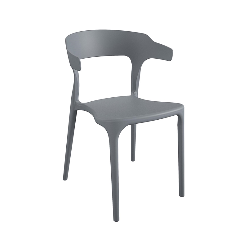 Maklaine Contemporary Stacking Dining Chairs in Charcoal (4-Pack)