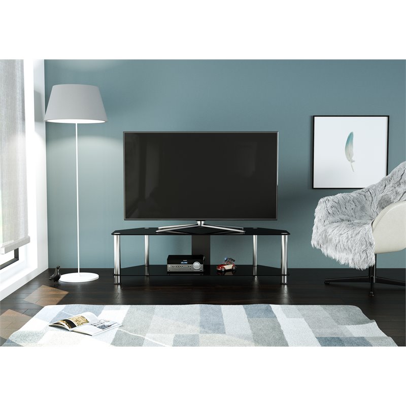 Maklaine Steel TV Stand with Cable Management for up to 65