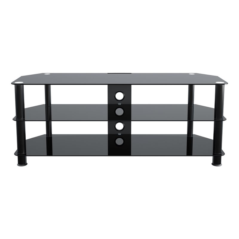 Maklaine Transitional Steel and Glass TV Stand for 39