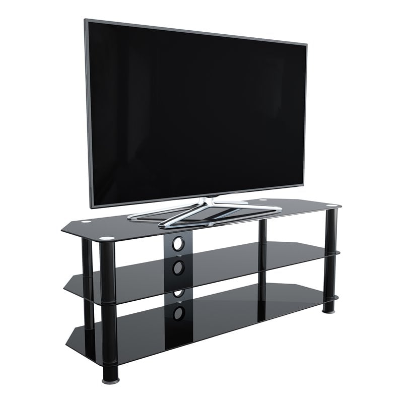 Maklaine Transitional Steel and Glass TV Stand for 39
