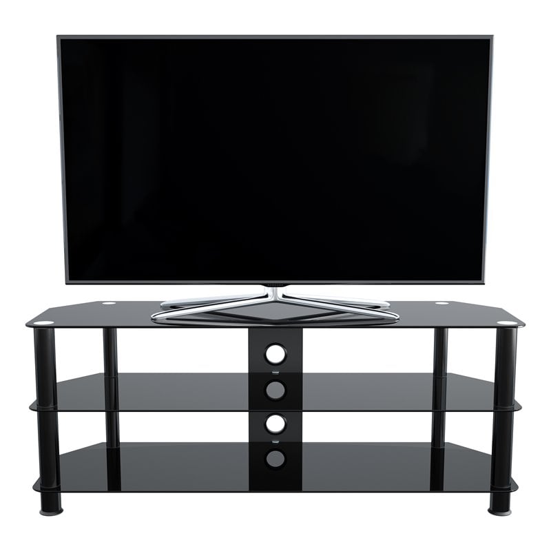 Maklaine Transitional Steel and Glass TV Stand for 39