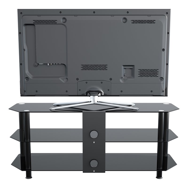 Maklaine Transitional Steel and Glass TV Stand for 39