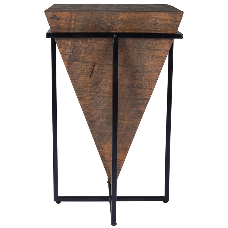 Maklaine Modern / Contemporary Wood And Metal Accent Table In Brown