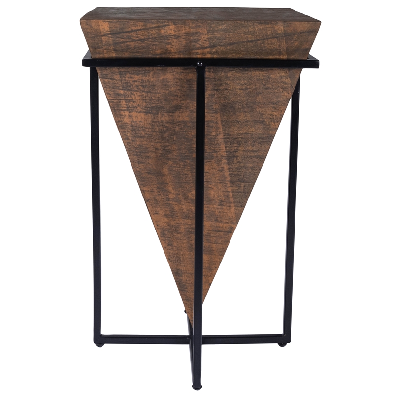Maklaine Modern / Contemporary Wood And Metal Accent Table In Brown