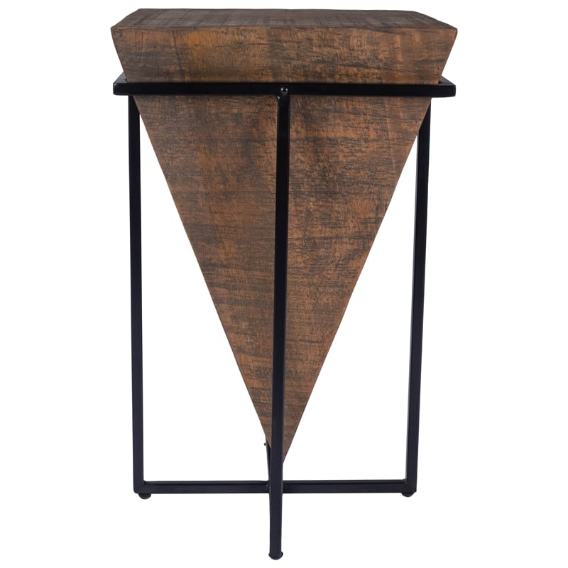 Maklaine Modern / Contemporary Wood And Metal Accent Table In Brown