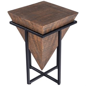 Maklaine Modern / Contemporary Wood And Metal Accent Table In Brown