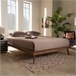 Maklaine Mid-Century Wood Queen Platform Bed in Walnut Brown