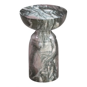 Maklaine 20&quotH Transitional Marble Concrete Stone Side Table in Gray