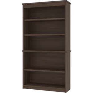 Maklaine Wood Modern Traditional 36&quot Bookcase in Antigua Finish