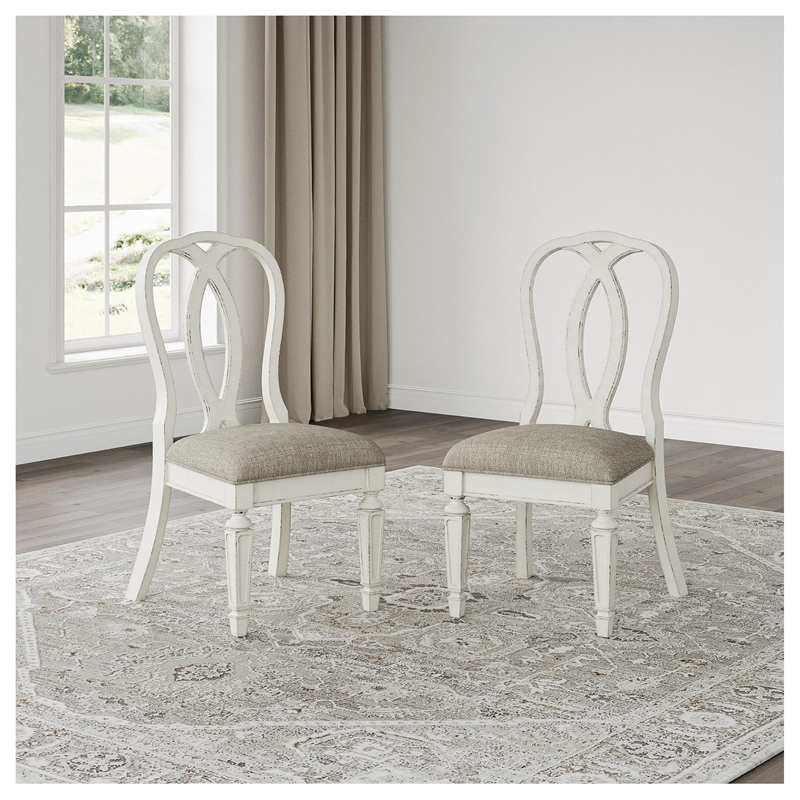 Maklaine Farmhouse Engineered Wood Dining Side Chair in Chipped White