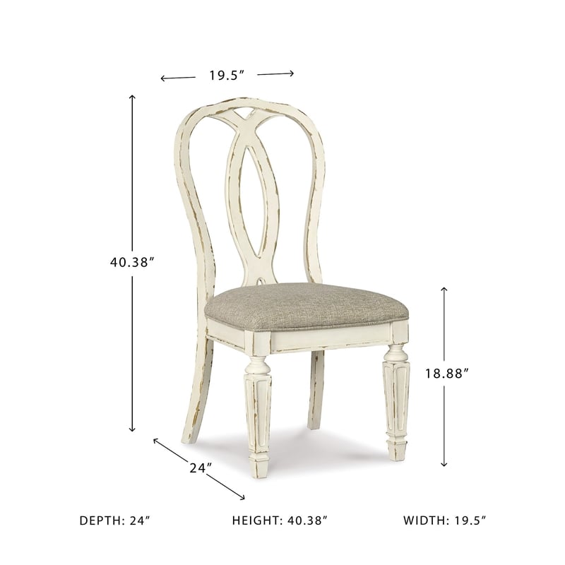 Maklaine Farmhouse Engineered Wood Dining Side Chair in Chipped White