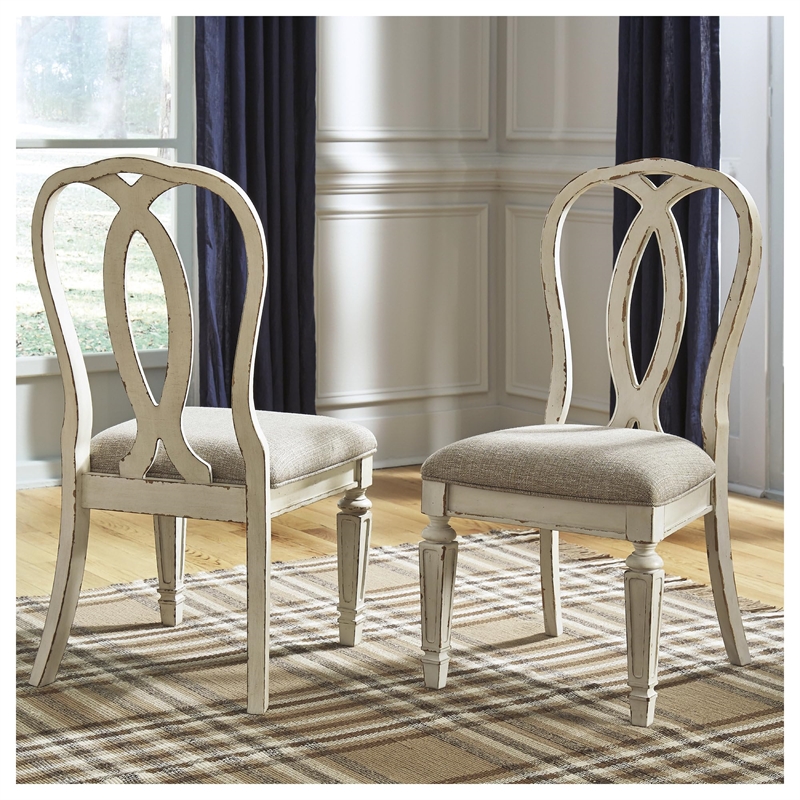 Maklaine Farmhouse Engineered Wood Dining Side Chair in Chipped White
