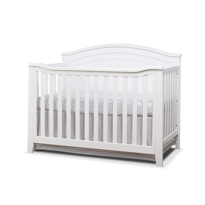 Maklaine Wood Modern / Contemporary Round Top Panel Crib in Gray