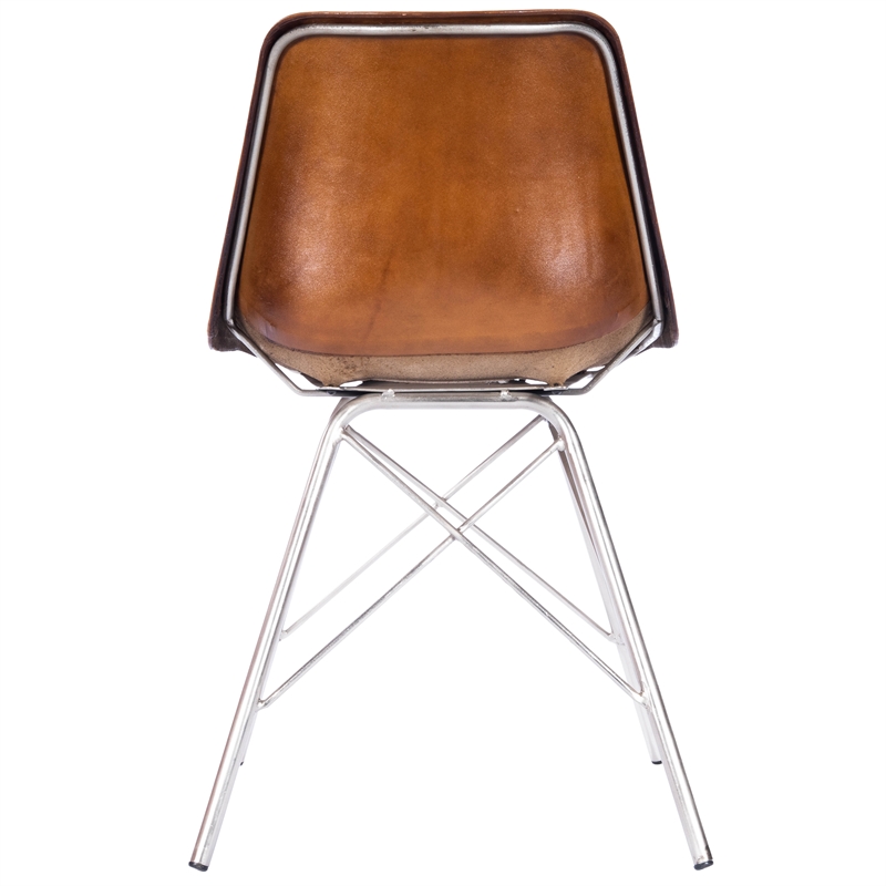 Maklaine Modern / Contemporary Leather Side Chair in Light Brown