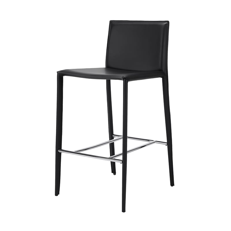 Maklaine Contemporary Euro Style Black Faux Leather 26