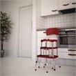 Maklaine Retro Counter Stool with Pull Out Step Stool in Red
