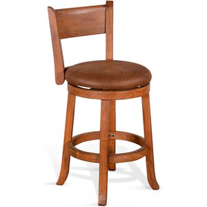 Maklaine 24&quot Mahogany Wood Swivel Barstool in Rustic Oak (Set of 2)