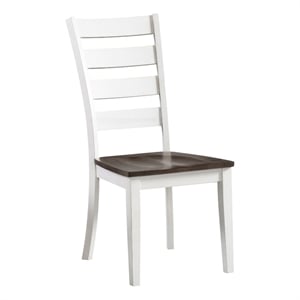 Maklaine Transitional Wood Ladder Back Chair in Gray (Set of 2)