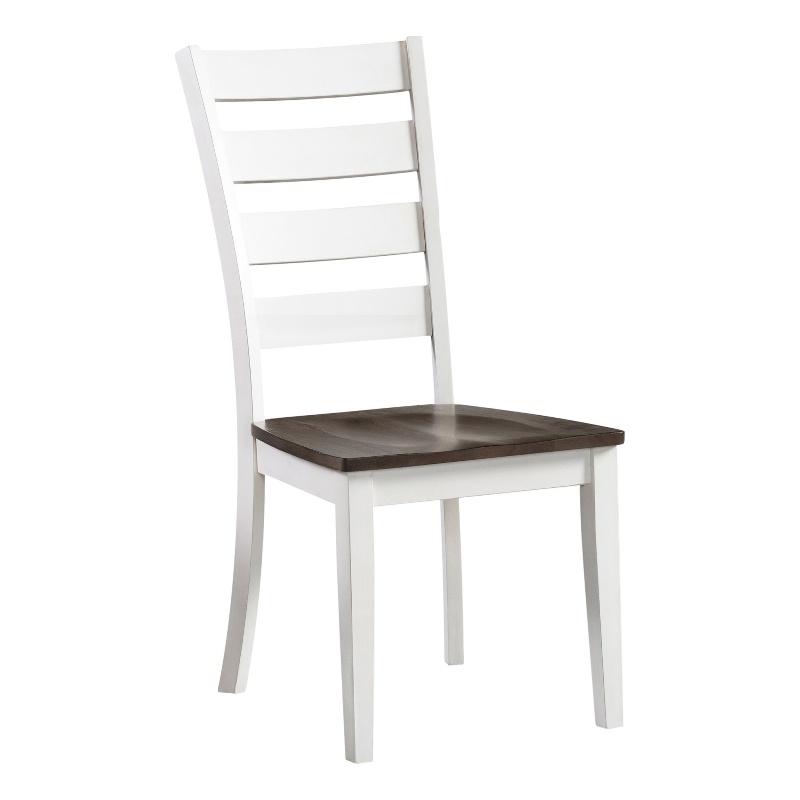 Maklaine Transitional Wood Ladder Back Chair in Gray (Set of 2)